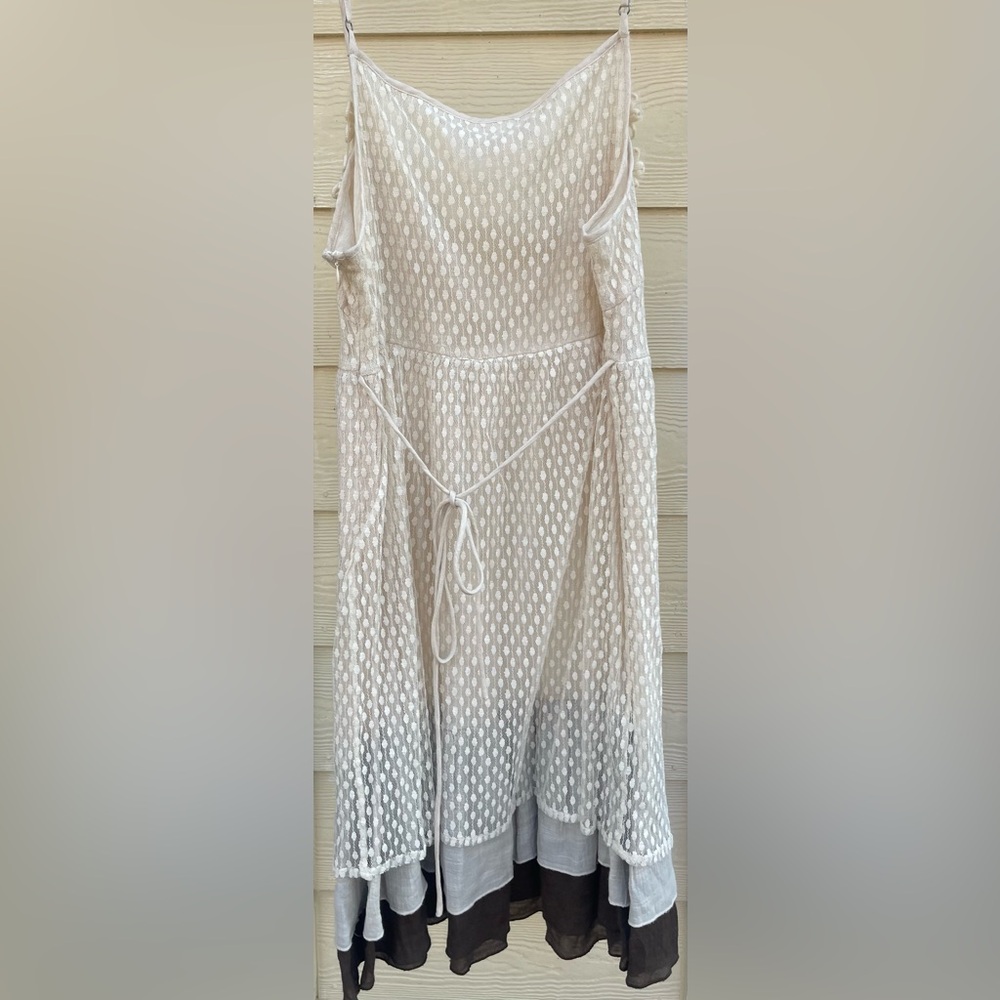 Altar'd State Floral Lace Embroidered Strappy Dress Sz L Ivory Brown - Picture 3 of 3